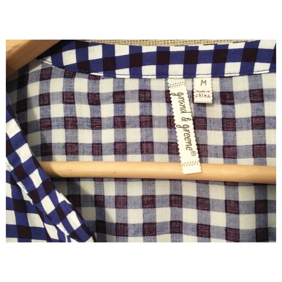 SOLD Grand & Greene Blue & white checkered Blouse - Picture 5 of 7